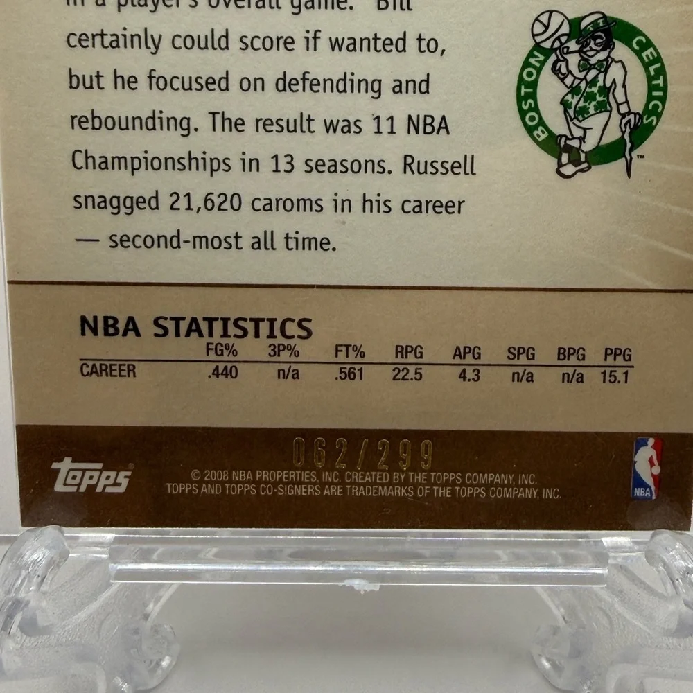 2008-09 Topps Co-Signers Bill Russell Bronze #62/299